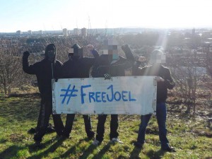 Some antifascists in Bristol show solidarity with imprisoned Swedish antifascist, Joel Almgren