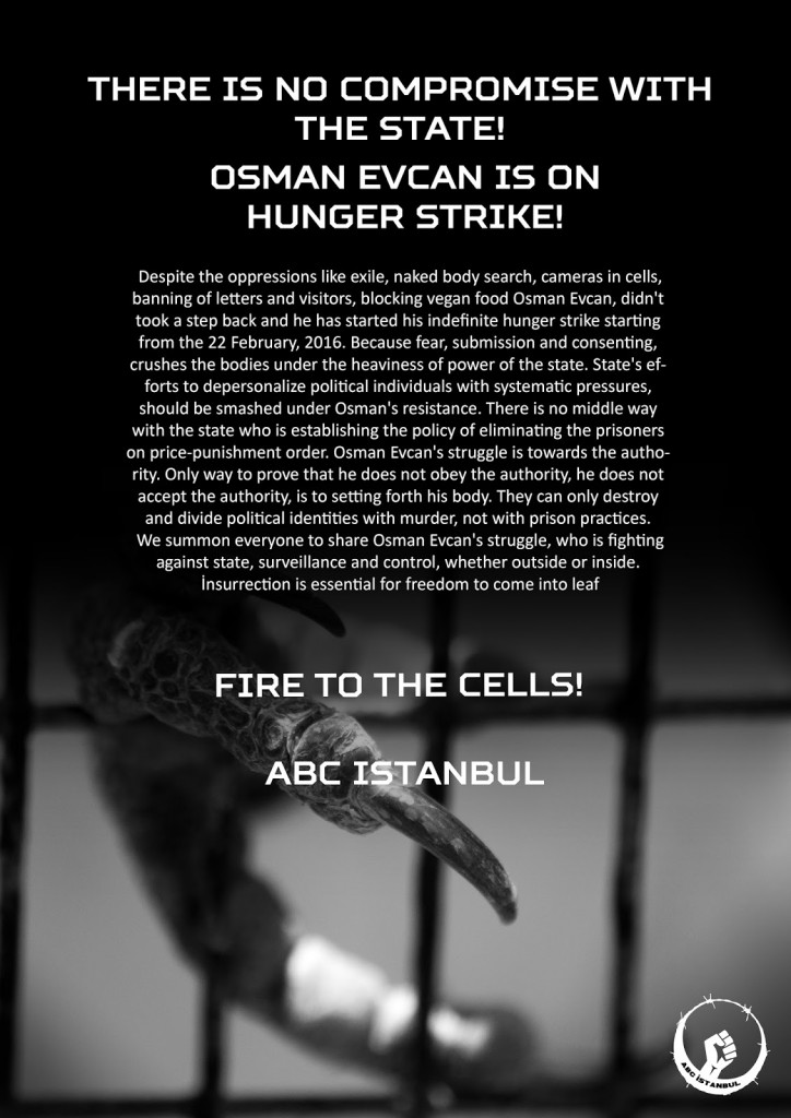 Osman Evcan is on hunger strike