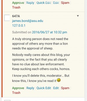 ASU Police Opposition to the blog