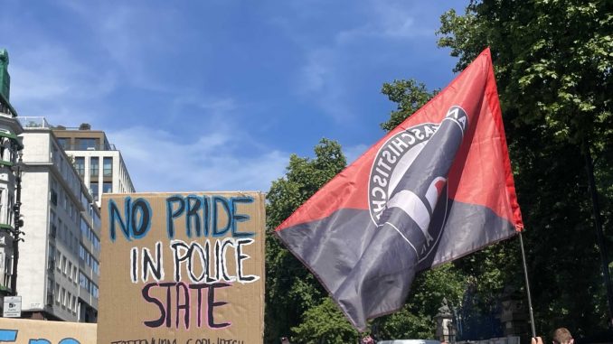 Antifascist flag at the trans pride