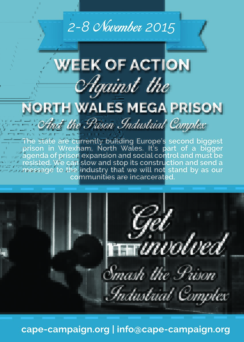 Poster for week of action against North Wales prison in November